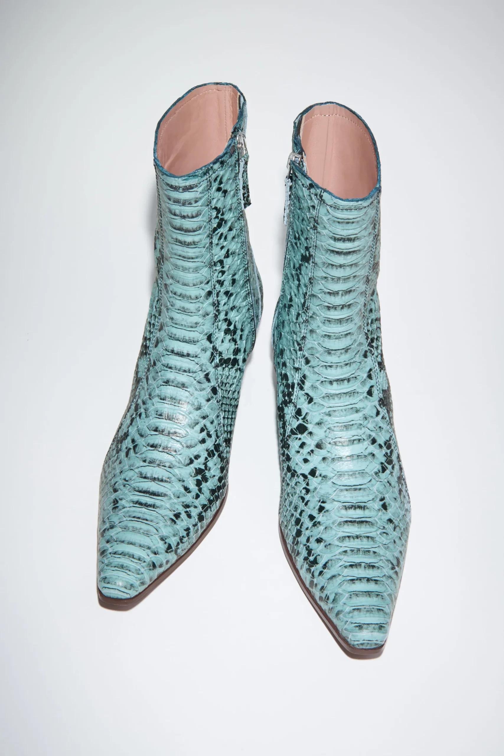 Ankle Boots Aus Leder Mit Schlangen-Print