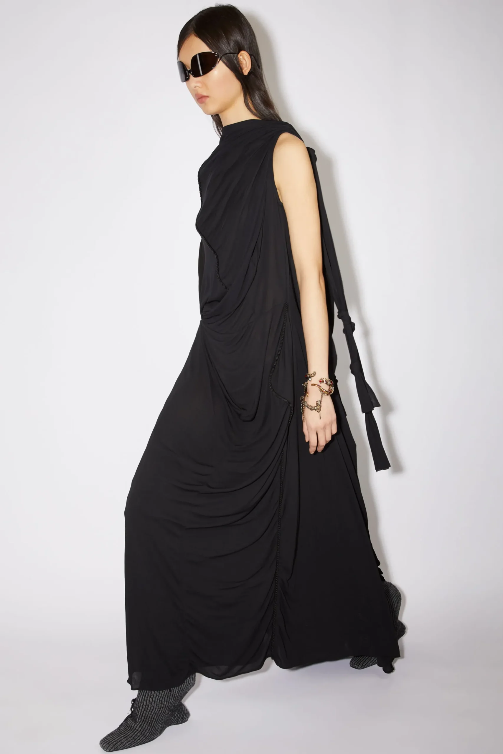 Asymmetric Knotted Scarf Dress