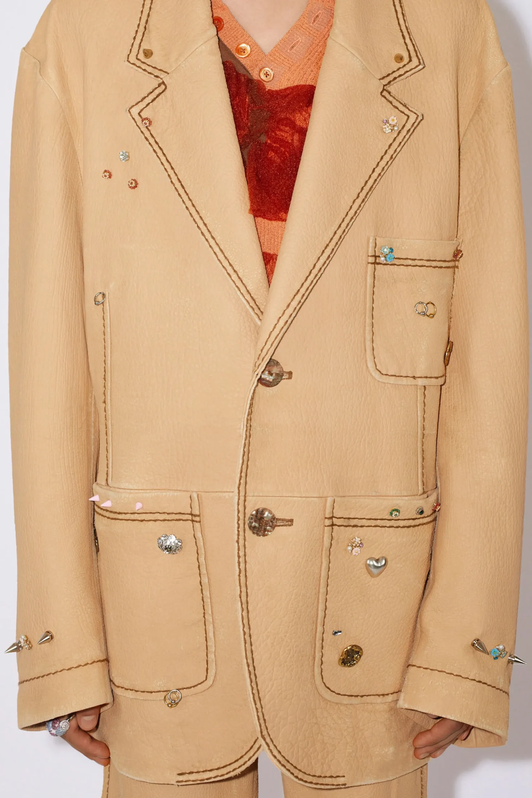 Bedruckte Lederjacke
