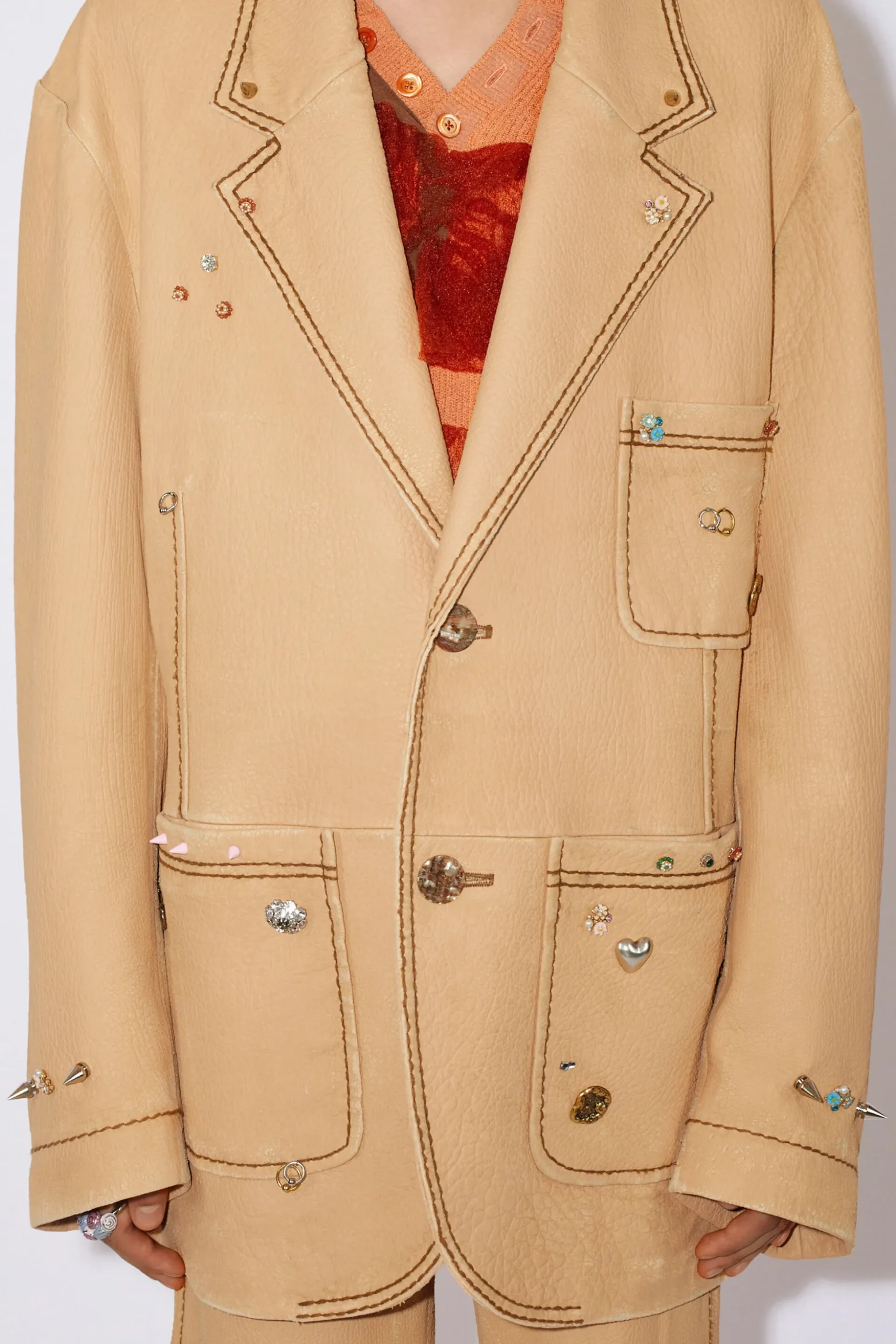 Bedruckte Lederjacke