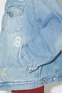 Bestickte Denimjacke In Lockerer Passform