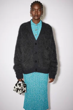 Cardigan Aus Flauschigem Mohair-Woll-Mix