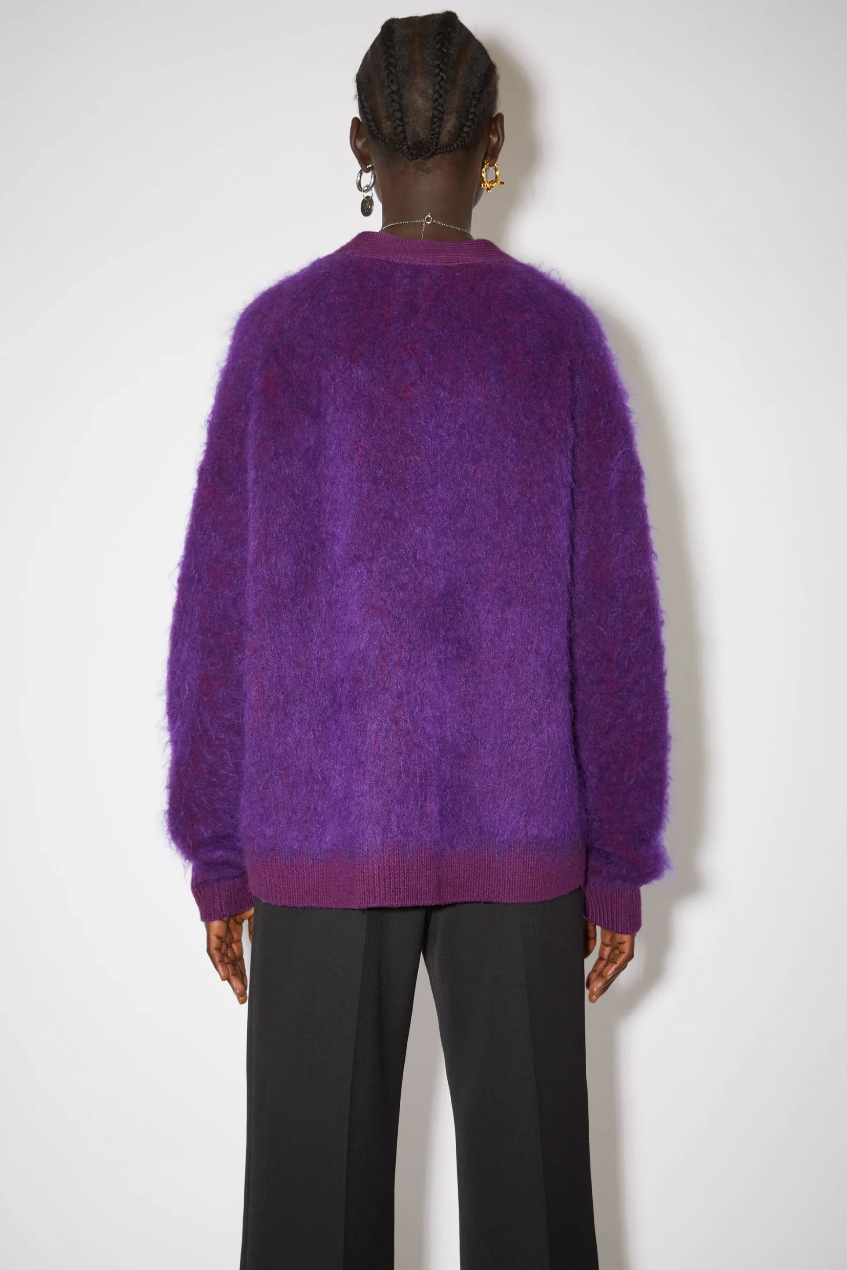 Cardigan Aus Flauschigem Mohair-Woll-Mix