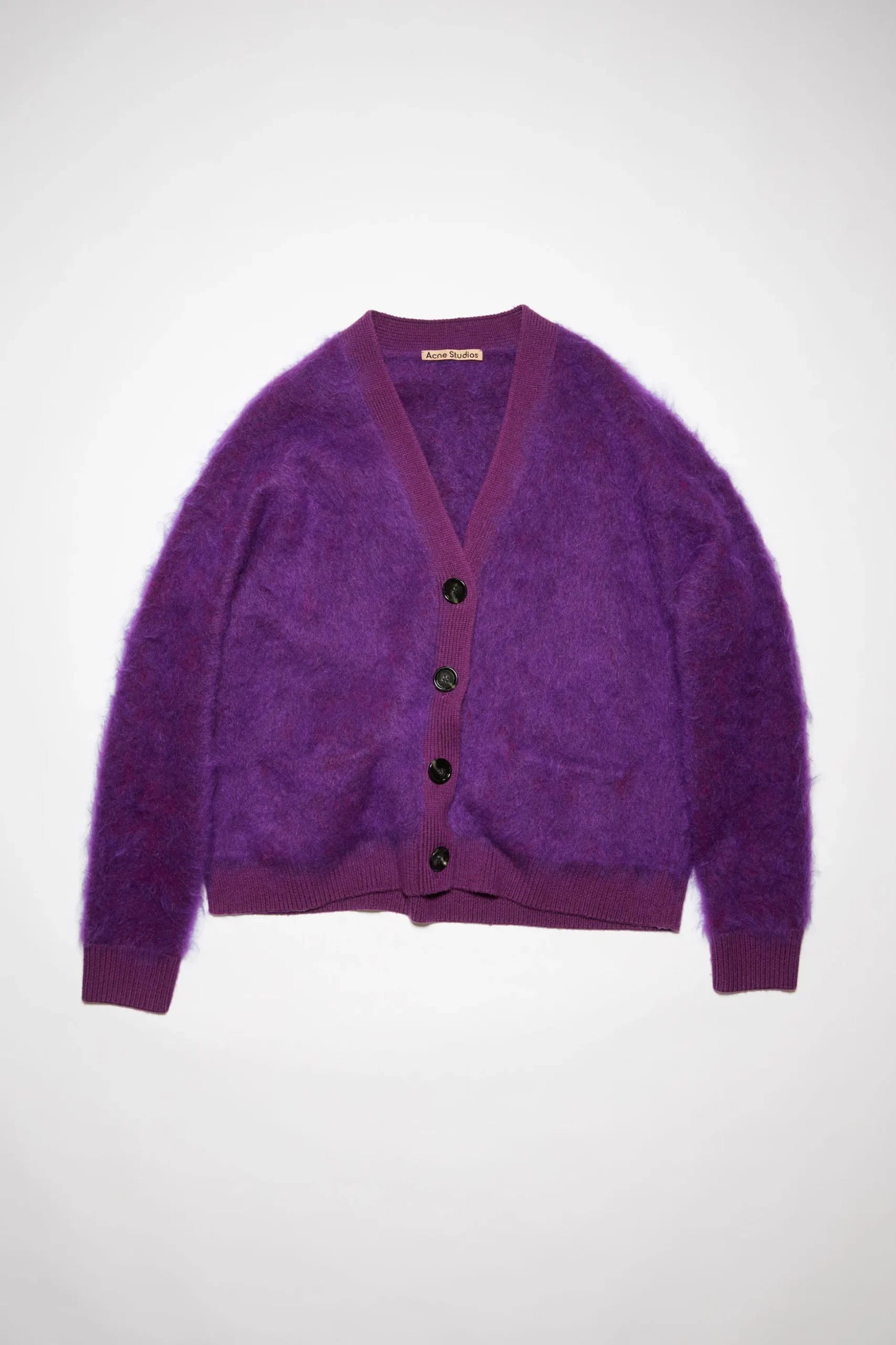 Cardigan Aus Flauschigem Mohair-Woll-Mix
