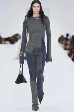 Denim Patchwork Long Sleeve Top
