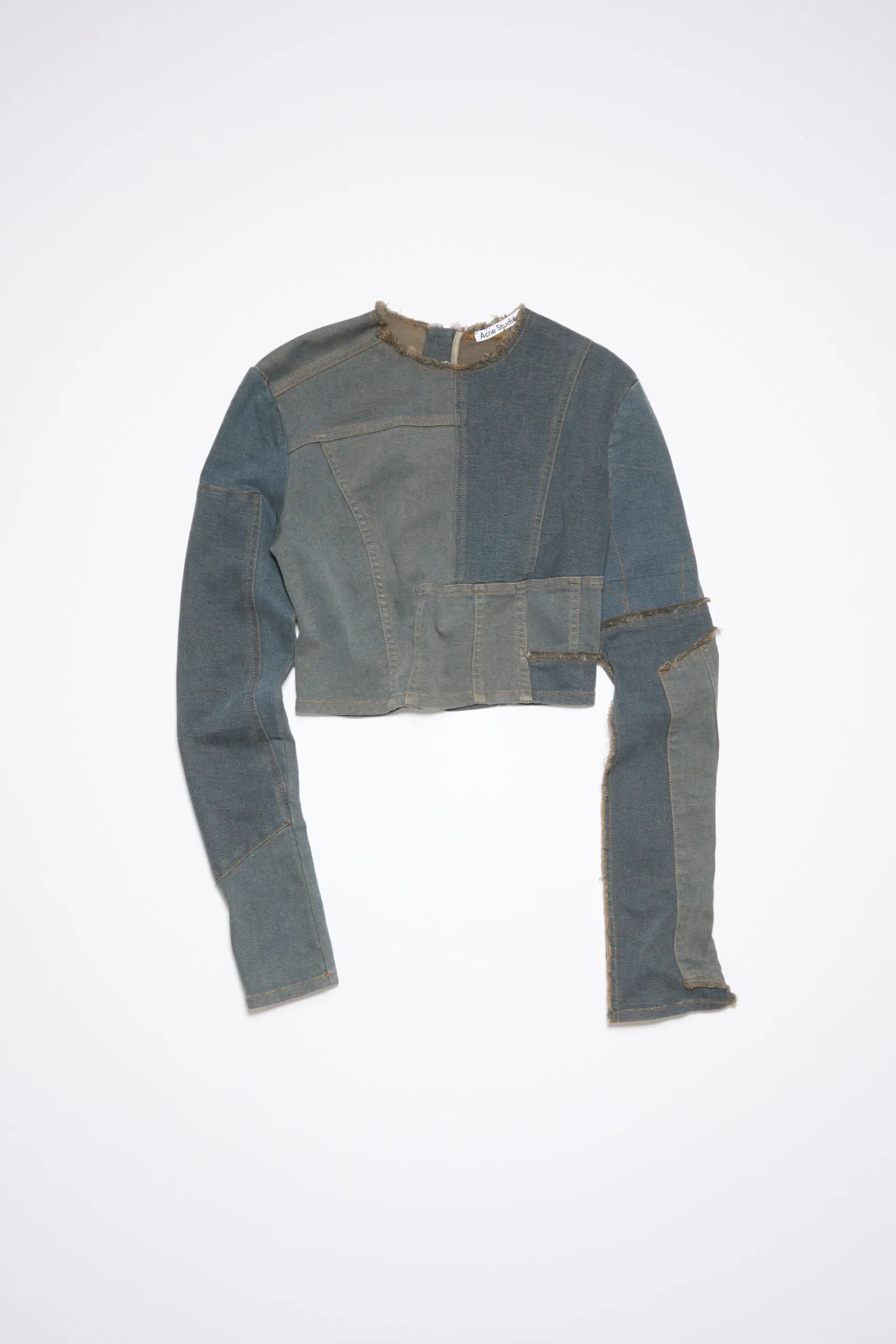 Denim Patchwork Long Sleeve Top