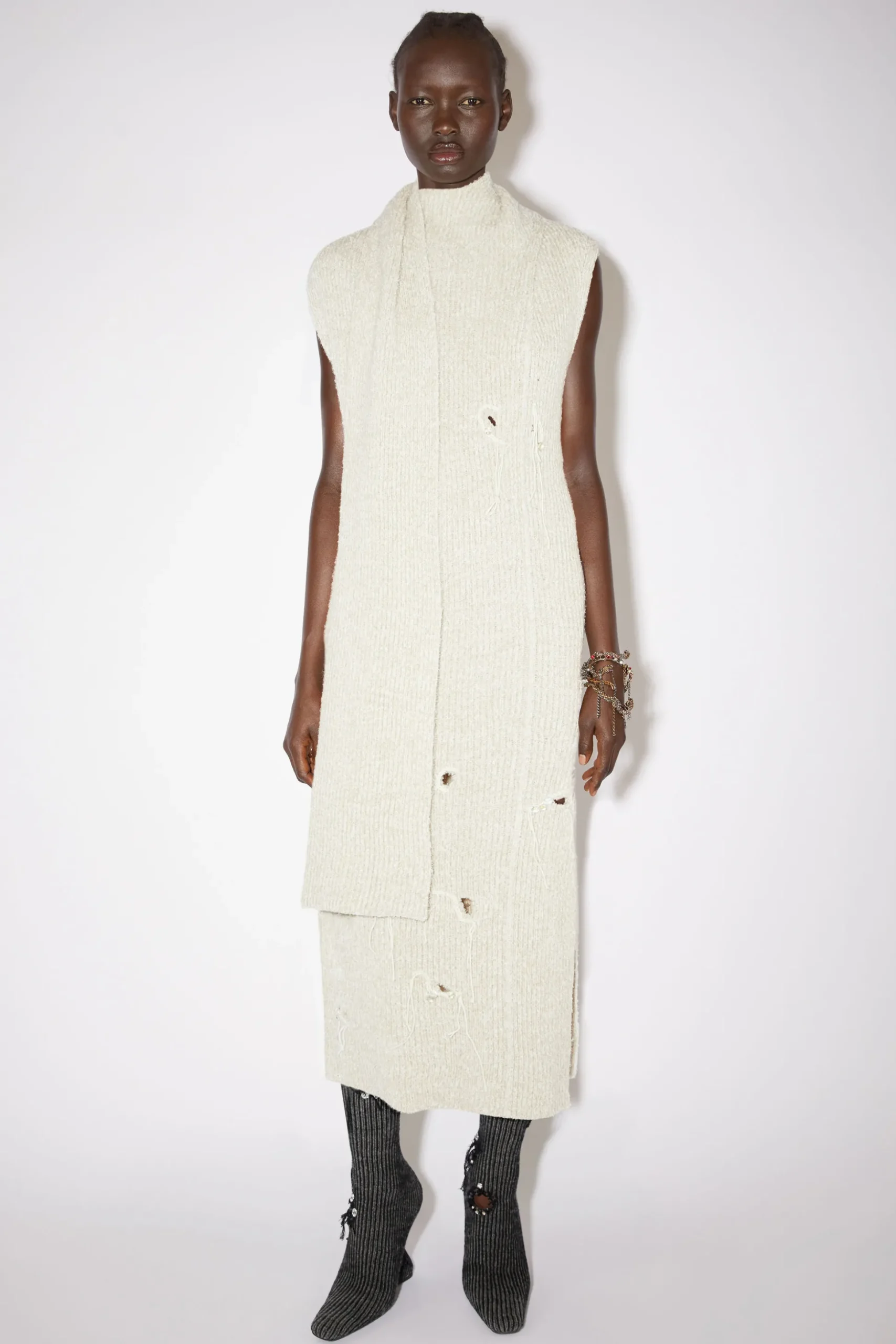 Distressed Ribbed Knit Dress