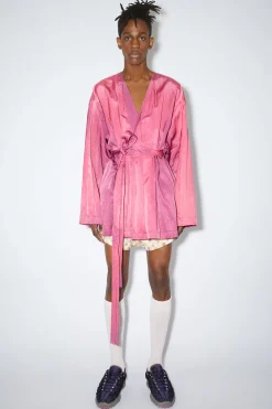 Hemdjacke Aus Satin Mit Gürtel