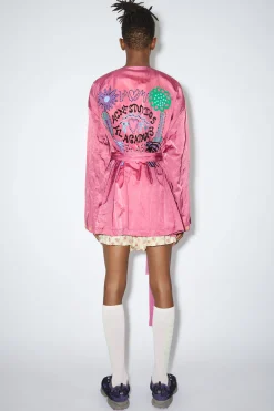 Hemdjacke Aus Satin Mit Gürtel
