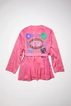 Hemdjacke Aus Satin Mit Gürtel