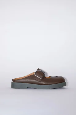 Mules Aus Leder Mit Schnalle