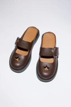 Mules Aus Leder Mit Schnalle