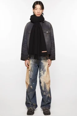 Oversized-Wollschal Mit Fransen