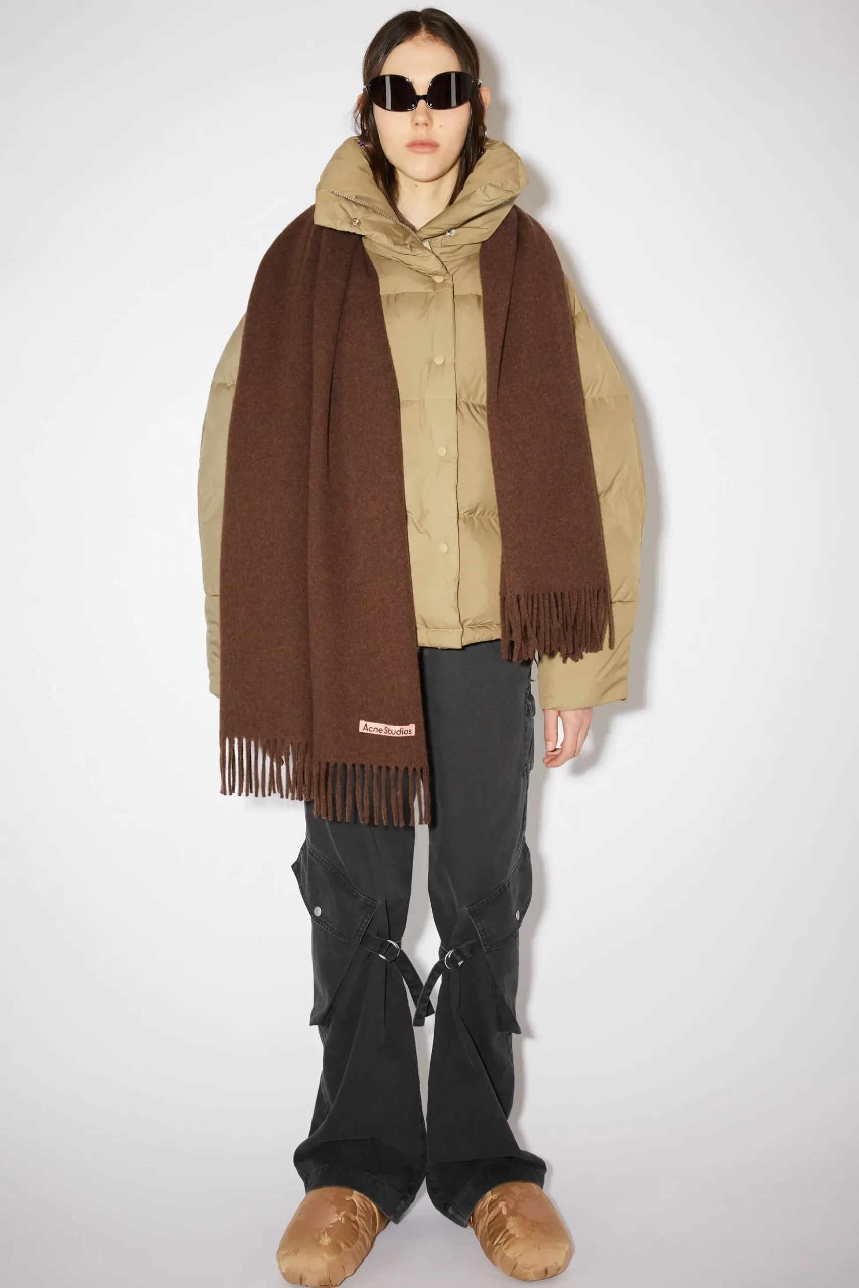 Oversized-Wollschal Mit Fransen