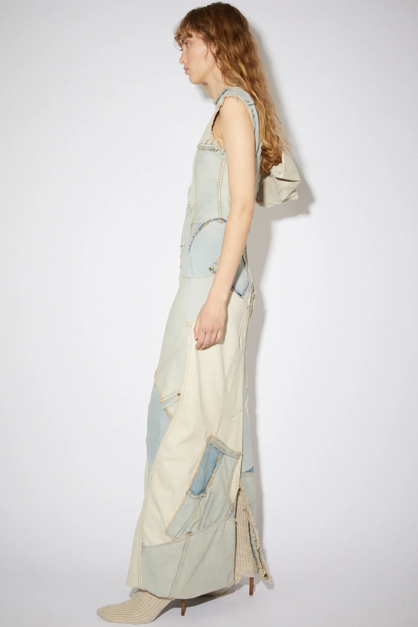 Patchwork-Kleid Aus Denim
