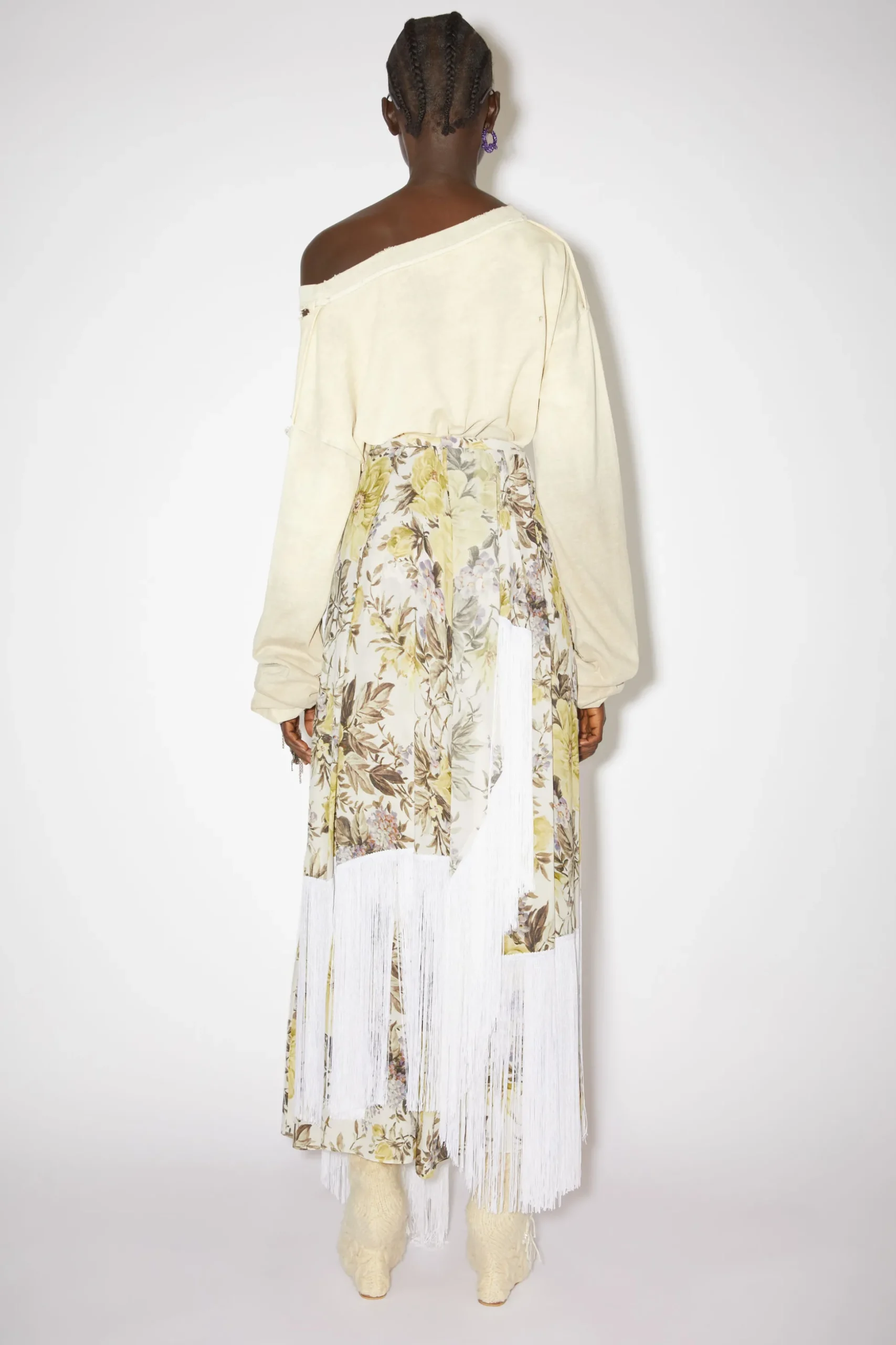 Rock Mit Blumenprint Und Fransen