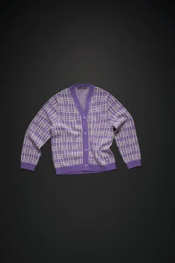Strickcardigan Mit Face-Logo Im Schachbrettmuster