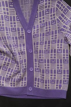 Strickcardigan Mit Face-Logo Im Schachbrettmuster