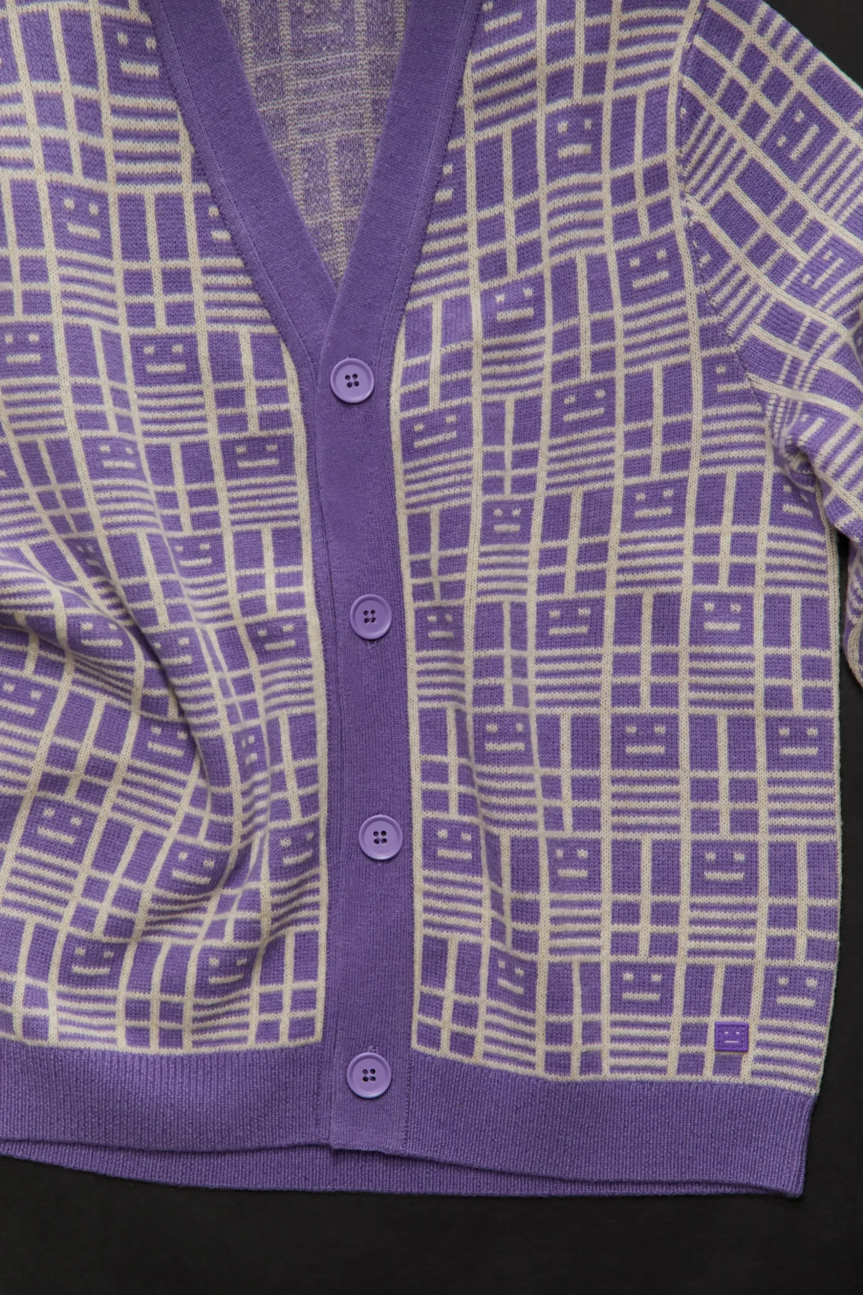 Strickcardigan Mit Face-Logo Im Schachbrettmuster