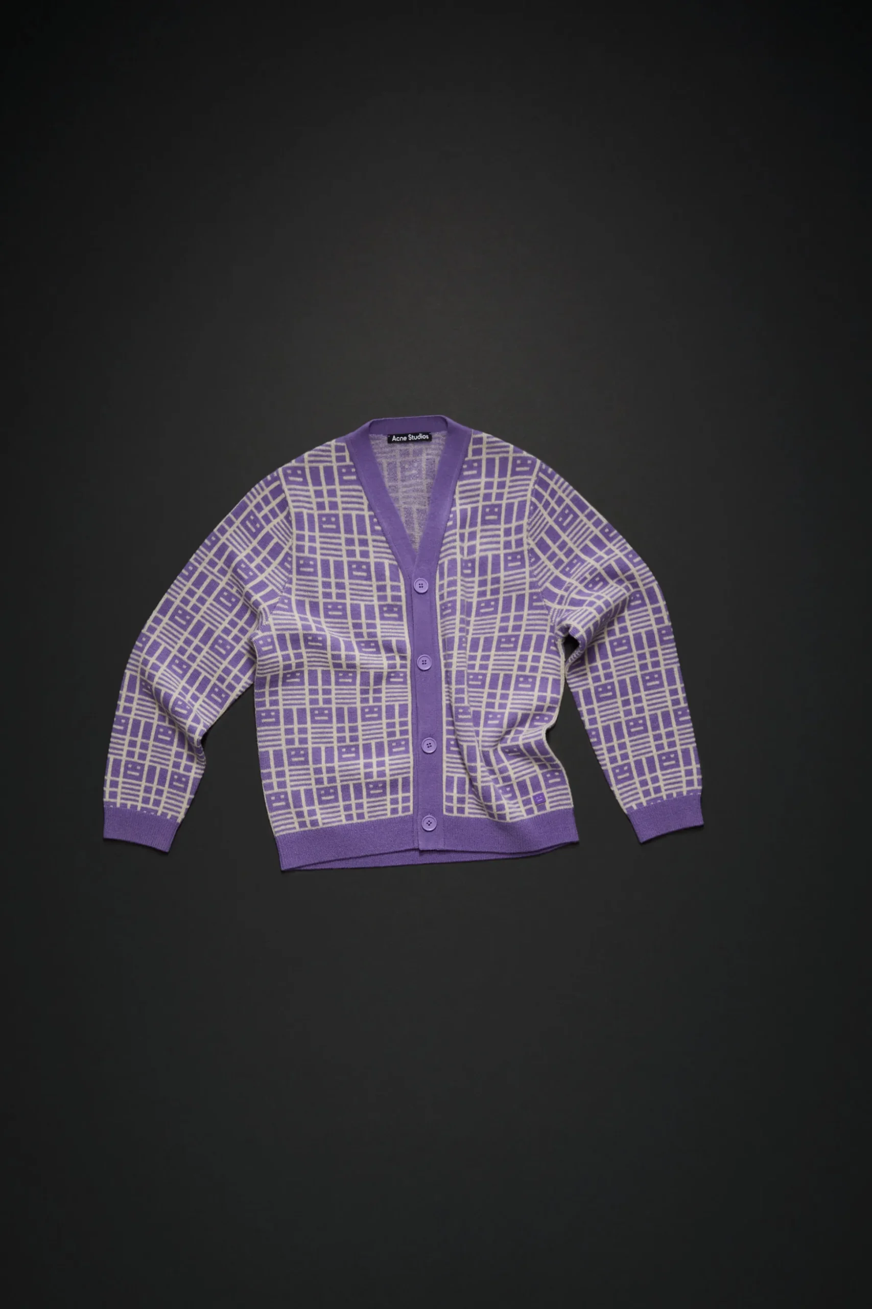 Strickcardigan Mit Face-Logo Im Schachbrettmuster