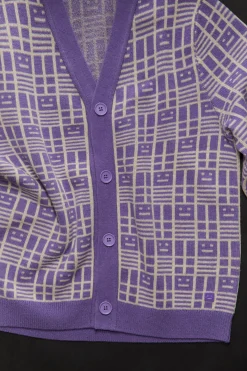 Strickcardigan Mit Face-Logo Im Schachbrettmuster