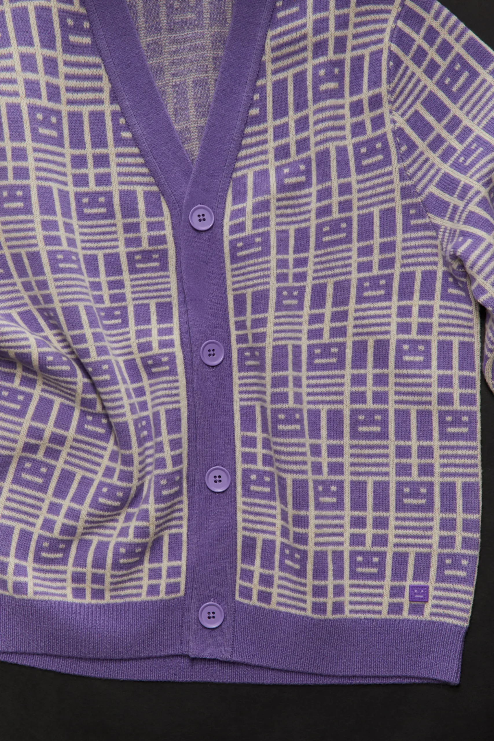 Strickcardigan Mit Face-Logo Im Schachbrettmuster