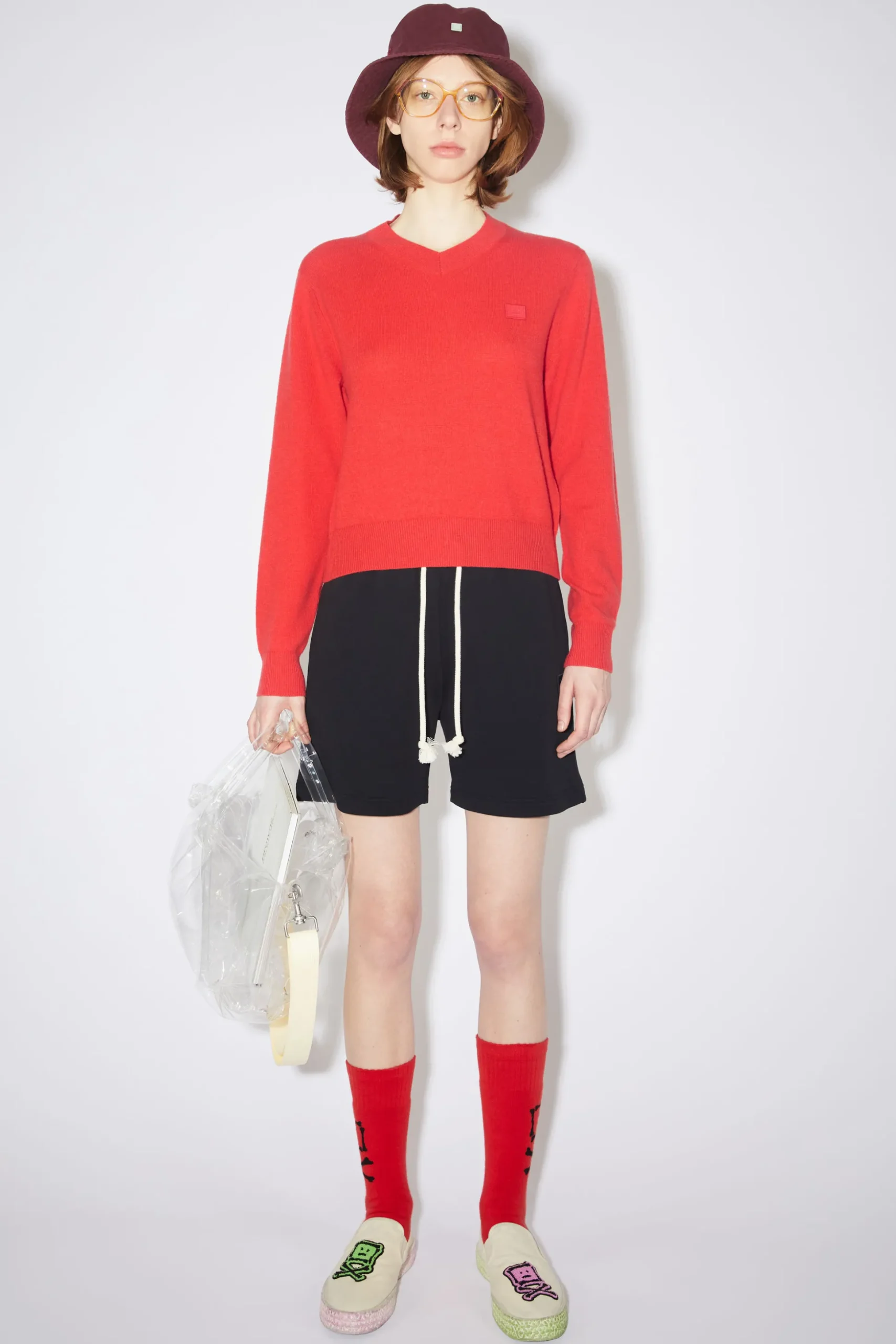Wollpullover Mit V-Ausschnitt