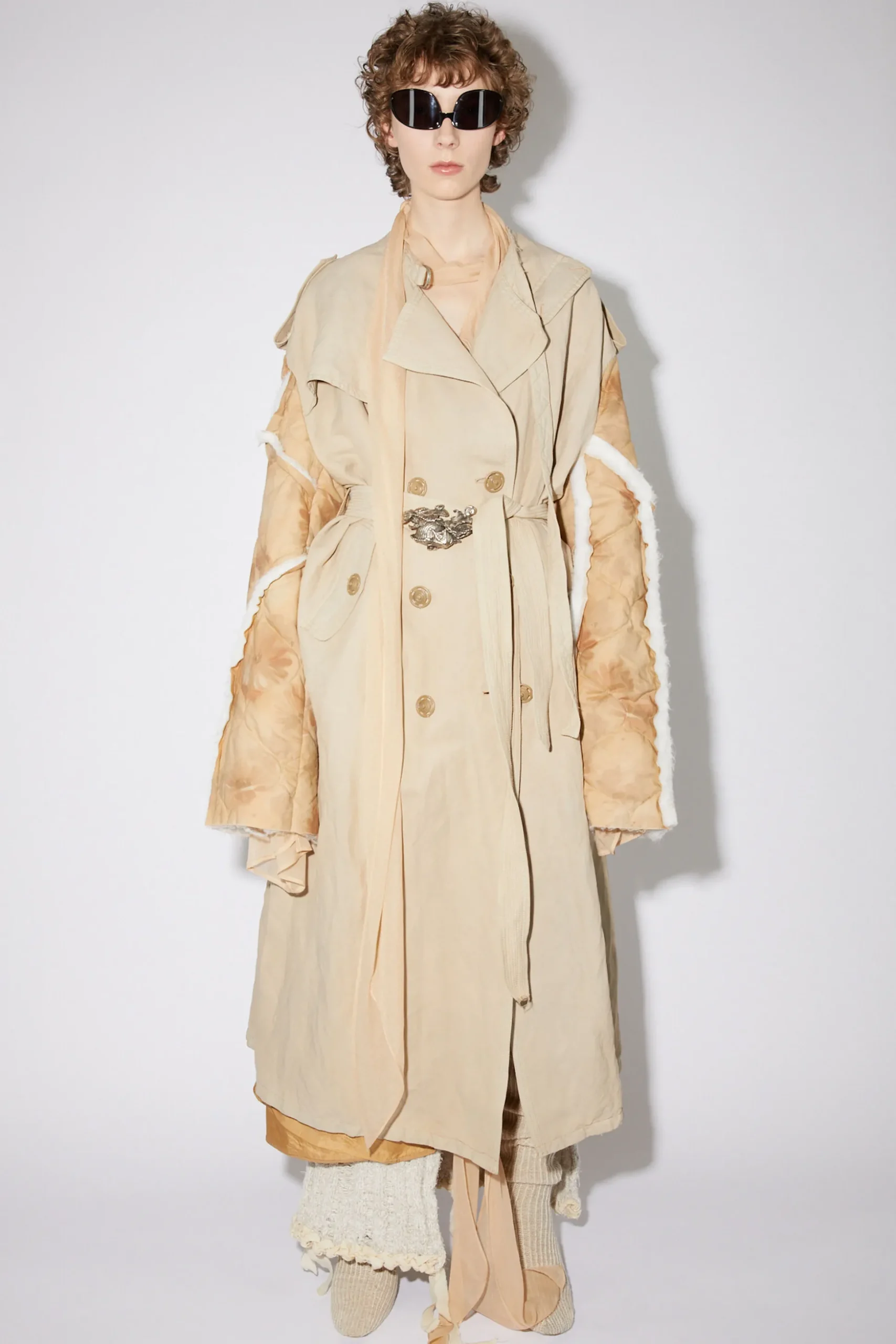 Zweireihiger Patchwork-Trenchcoat