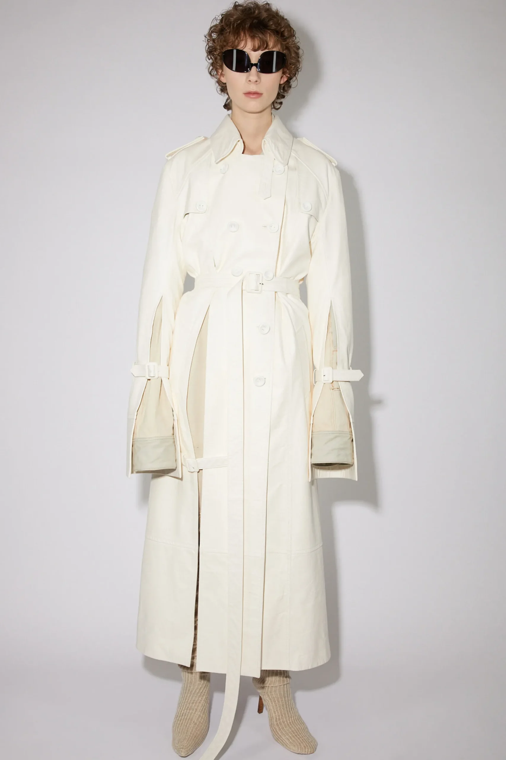 Zweireihiger Trenchcoat Aus Leder