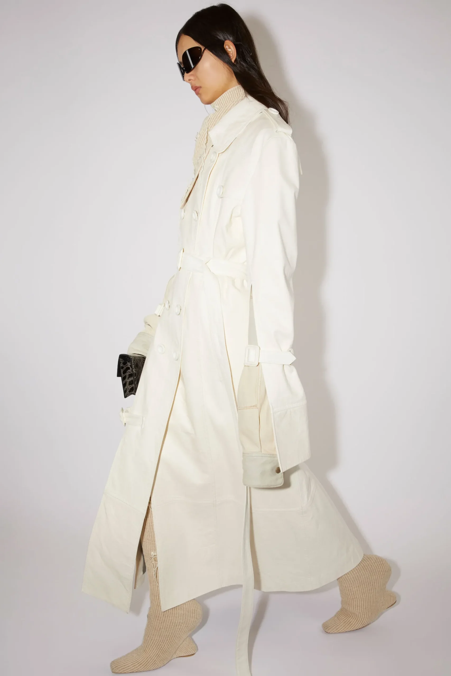 Zweireihiger Trenchcoat Aus Leder